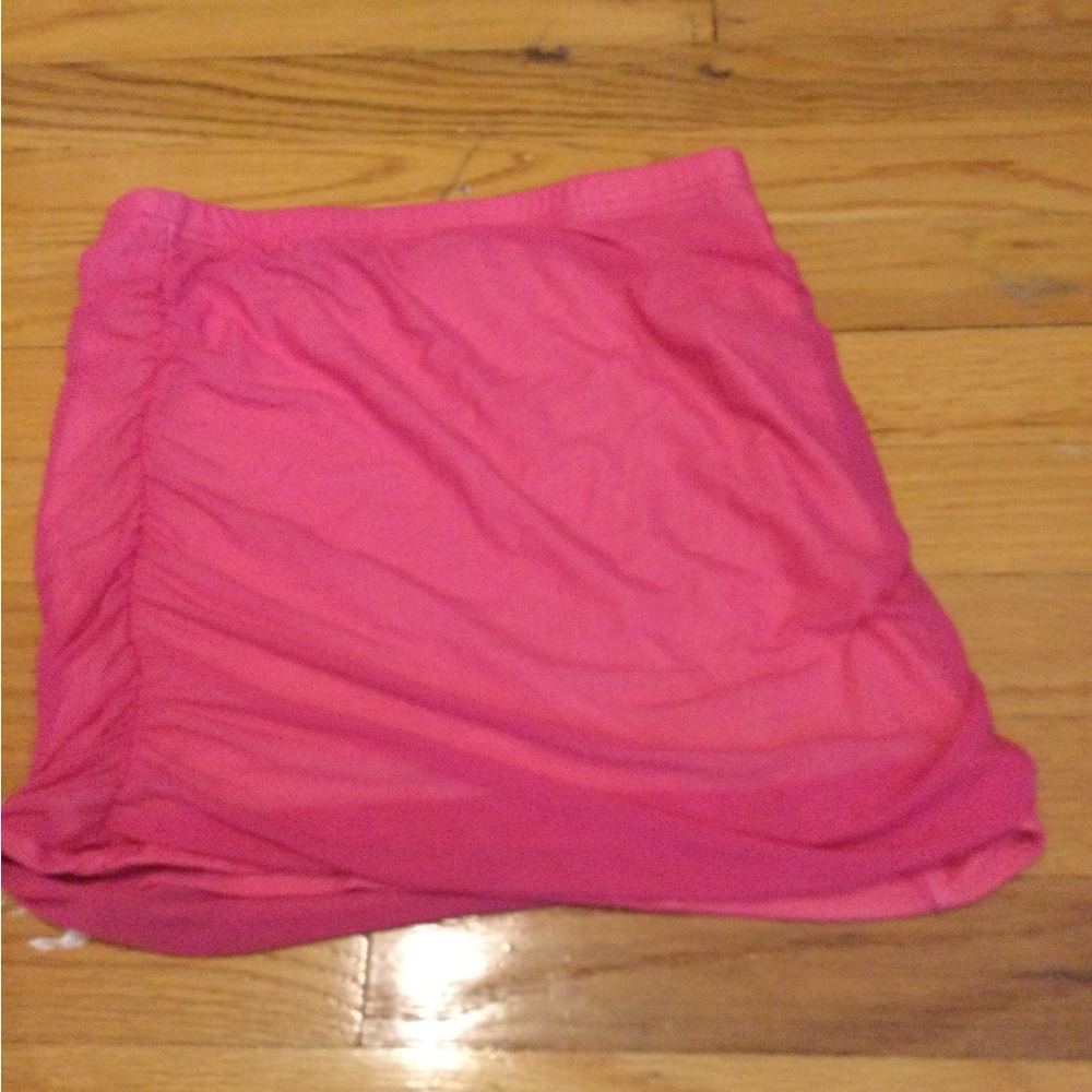 Pink Stretch Ruched Mini Skirt